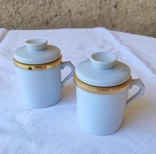 2 Tasses Tisanières Mugs  En Porcelaine De Limoges - Blanc Et Or
