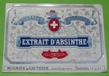 ETIQUETTE DISTILLERIE DISTILLATEURS MUGNIER & GAUTHIER THIERS EXTRAIT D'ABSINTHE