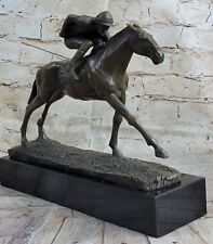 Magnifique Statue Sculpture De Cheval Et Jockey En Bronze Pur Grande