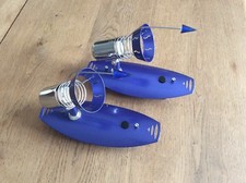 2 Appliques Murale  Année 80/90 Spot  Vintage Orientable Inox Et Bleu Métallisé 