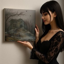 "Haze of Solitude" - Peinture acrylique originale d'art moderne sur toile,...