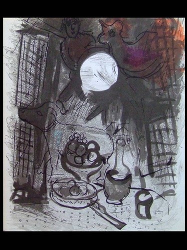 Chagall nature morte - morte, brune