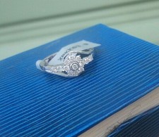 Moderne Superbe 9ct 10k or Blanc + Multi Diamant Mode Bague H/M 2017 - TAILLE