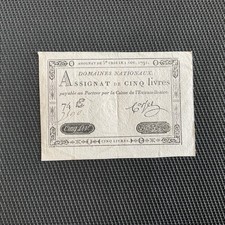 FRANCE: Assignat De 5 Livres