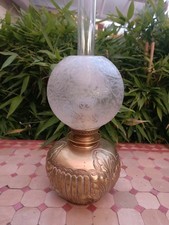  Grande Lampe à Pétrole Art Nouveau en Laiton Complète  Ancienne.