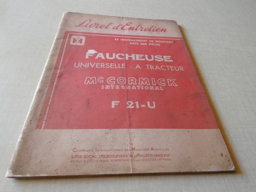 Livret entretien faucheuse - livret,