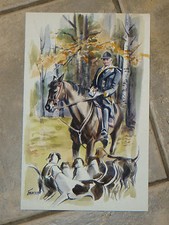 Chasse à courre,  aquarelle