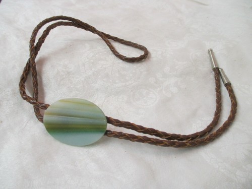 Vintage bolo tie varied greens - bolo,