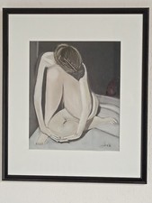 Grand Dessin au Pastel signé JCh " NU FÉMININ " Cadre 62,5 x 52,5 cm - Tableau