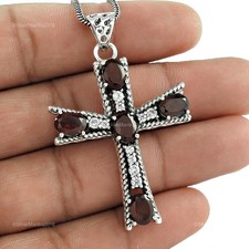 Zircone Pierre 925 Argent Sterling Croix Noël Cadeau Pendentif Bijoux
