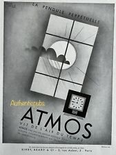 PUBLICITE ATMOS LA PENDULE PERPETUELLE SIGNE JEAN CARLU DE 1931 FRENCH AD PUB