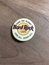 Vintage 90s Hard Rock Cafe Save the Planet Love All Serve All Pin Jacket Button