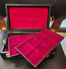 Malette noire avec plateaux en simili cuir noire et velours rouge