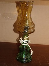 Lampe vintage en verre BRONDELLO ( ITALIE ) jaune et verre 39,5 cm haut