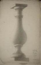 DESSIN MINE DE PLOMB XIX° ETUDE ACADEMIQUE NEOCLASSIQUE ORNEMENT DECORATION