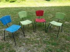 Lot de 4 superbes chaises, Design Danois, DANFORM. Acier Noir et Velour .