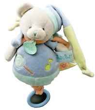 Babynat  boite à musique gourmandise ours lutin bleu turquoise velours 
