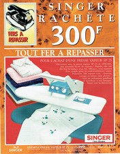 Publicité Advertising 038  1992   fer à repasser Singer  presse vapeur