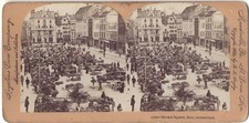 Suisse Bale Le Marché Photo Stereo Stereoview Papier Citrate Vintage 