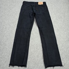 Levis 501 Jeans Hommes W29 L30 (Étiquette : W32 L32) Noir Fray Standard Droit