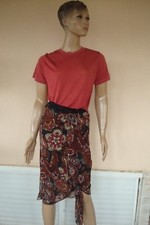 JUPE BORDEAUX IMPRIME CACHEMIRE TAILLE ELASTIQUEE + HAUT T 36/38/40 NEUVE 