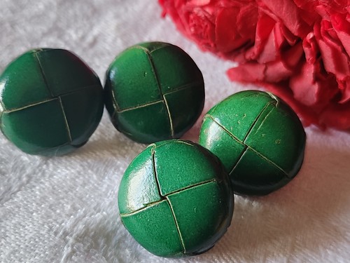 Lot boutons vintage cuir - vintage,