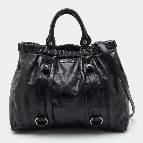 Sac cabas miu cuir noir - en,