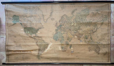 WORLD MAP OF PRECIOUS STONES 1923 ANTIQUE ENGRAVED WALL MAP 20TH CENTURY