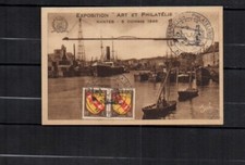 Rare Carte Philatélique "EXPOSITION "ART et PHILATELIE" NANTES 5/10/1946