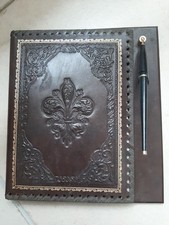 Vintage 1950’s Cuir  Carnet Adresse Et Bloc Note Avec Stylo 
