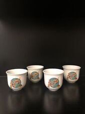 Lot de 4 Bols Tasses à Thé Porcelaine décor Fleurs d’Asie. Article Neuf