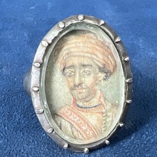 Bague ancienne argent portrait