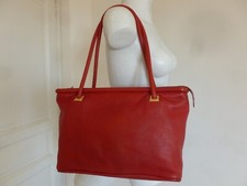 INTROUVABLE RARE SAC MARQUE CELINE CABAS CUIR SOUPLE ROUGE TRES  BON ETAT