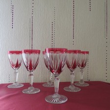 6 verres a eau de couleur rouge en cristal de saint louis modèle beaufort H 18,4
