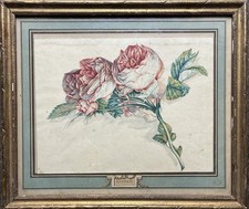 Jan Van Os Dessin Aquarelle Originale Nature Morte Rose Fleurs Hollande XVIIIe