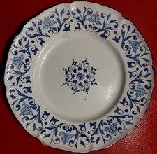 ASSIETTE FAIENCE DE NEVERS RARE DECOR BLEU ANTOINE MONTAGNON