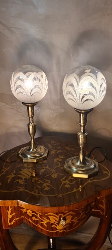 Paire lampe chevet laiton - lampe, de