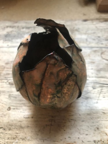 Vase métal émaux signé - métal, et