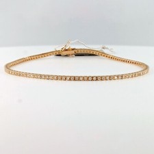 Bracelet De Tennis En Or Rose 18 kt Et Diamants Naturels De 1,14 ct F NEUF