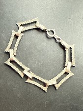 Ancien Bracelet Gourmette En Argent Massif Silver Maille anneaux moderniste 