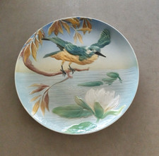 Plat barbotine de Luneville décor oiseau et fleurs