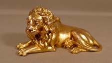Le Lion, Statuette En Bronze Doré époque XIX ème Siècle 