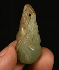 3.5CM Old China Hongshan Culture Hetian Jade Carve Monkey Gourd Amulet Pendant