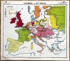 🌍 Ancienne carte scolaire Hatier Trotignon 222-23, 1950 - Europe 17e 18e siècle