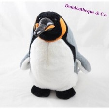 Peluche pingouin MARINELAND manchot gris noir 27 cm (CEMO)