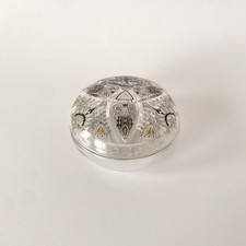 Boîte / bonbonnière en cristal émaillé noir et or – Adolf Beckert, Steinschönau