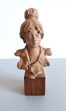 Paoletti - Buste de jeune fille sculpture en terre cuite signée