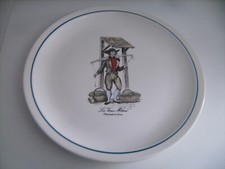 Belle assiette "Les vieux métiers" en faïence Moulin des loups Orchies 27 cm