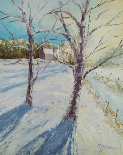 Tableau huile sur toile - -, deux