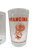 ORANGINA Lot de 4 Verres Anciens 10,5Cm Glass Pub Vintage Bar Bistrot 1950